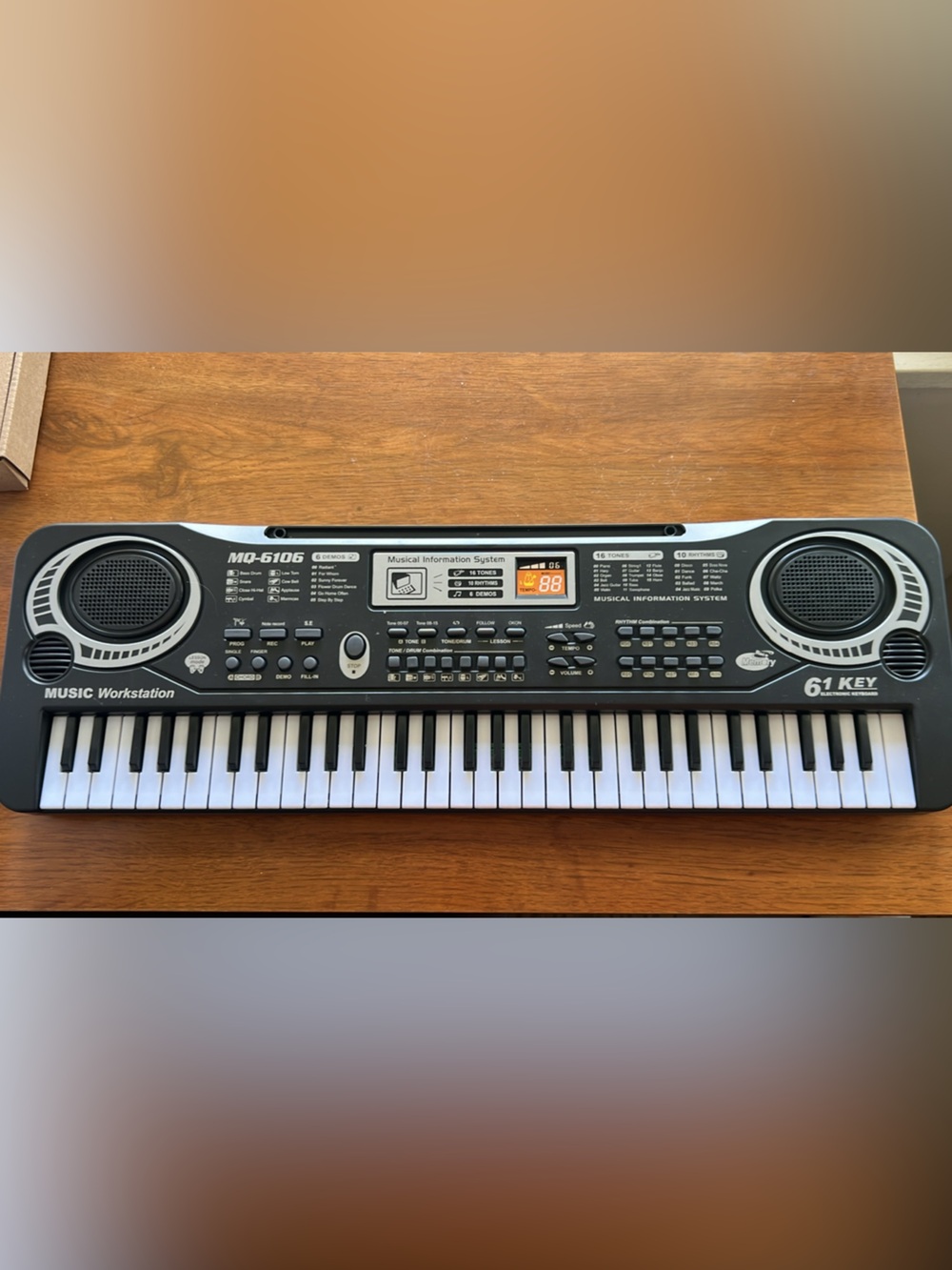 61-Key Electronic Keyboard - Black and White